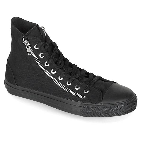 Demonia Men's Deviant-106 High Top Sneakers - Black Canvas D0297-16US Clearance